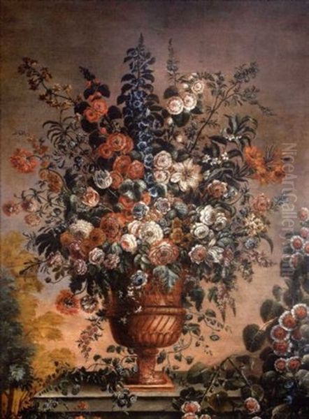 Nature Morte De Fleurs Dans Un Vase En Bronze Dore Oil Painting by Jean-Baptiste Belin de Fontenay the Elder
