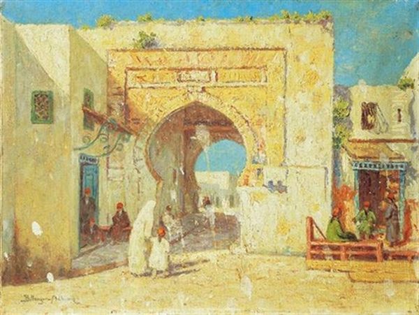 Porte De Bab-djedid, Tunis Oil Painting by Paul Bellanger-Adhemar