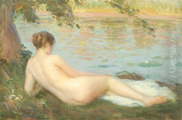 After The Bath Oil Painting by Pierre Bellet