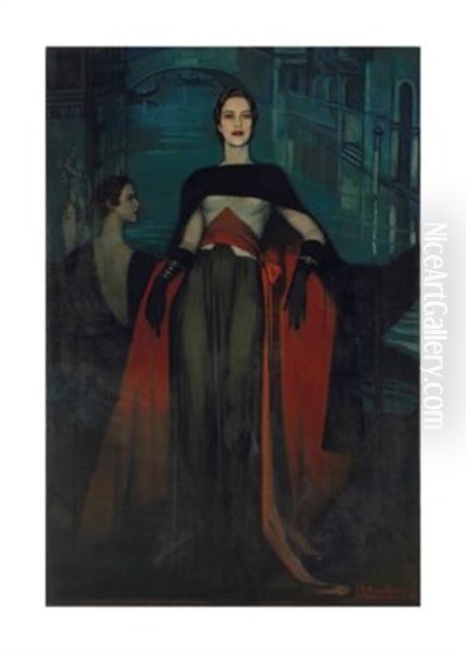 Portrait De Madeleine Bonnardel (1899-1952), Comtesse De Montgomery Oil Painting by Federico Beltran Masses