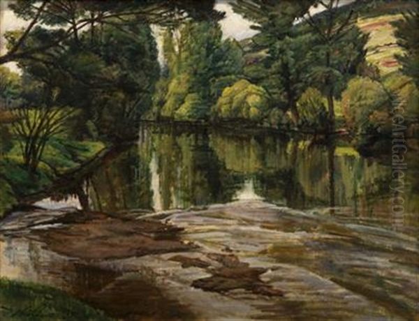 Otava River Oil Painting by Rudolf Bem