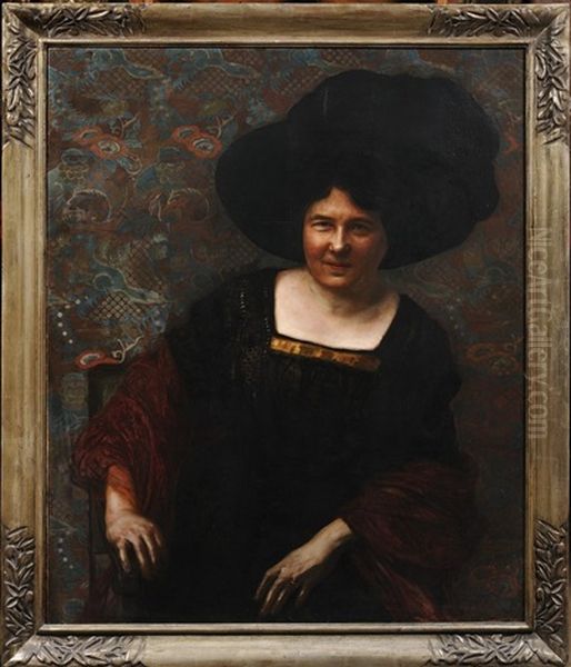 Portrait Of Mrs. Stechova Oil Painting by Rudolf Bem