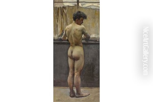 Mannlicher Ruckenakt Oil Painting by Rudolf Bem