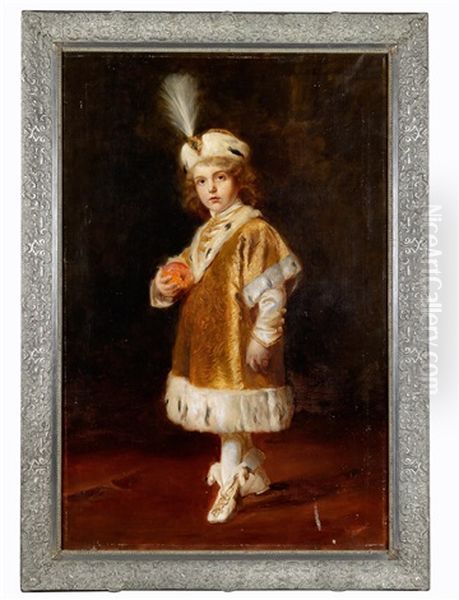 Kronprinz Otto, Portrat Als Vierjahriger Thronfolger Im Ungarischen Kronungsgewand Oil Painting by Gyula von (Julius de) Benczur