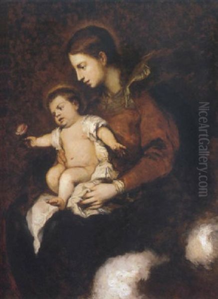 Madonna A Gyermek Jezussal (madonna With The Child Jesus) Oil Painting by Gyula von (Julius de) Benczur