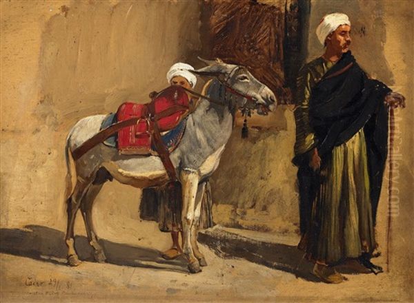Araber Mit Seinem Esel. Studie Oil Painting by Rudolf (Christian Eugen) Bendemann