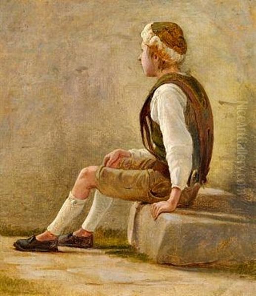 A Shepherd Boy Oil Painting by Wilhelm Ferdinand Bendz
