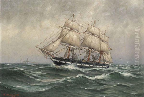 Pa Stormigt Hav Oil Painting by Arvid Ahlberg