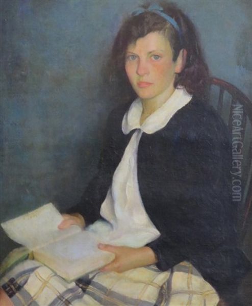 Helen - Twelve (artist's Daughter) Oil Painting by Gerrit Beneker