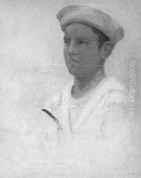 A Boy In A Sailor Suit Oil Painting by Gerrit Albertus Beneker