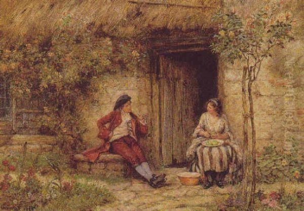 Peeling Apples Oil Painting by Frank Moss Bennett