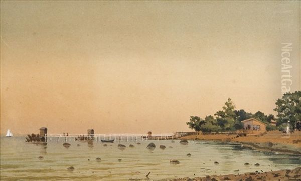 Pier Oil Painting by Albert Nikolaevich Benois