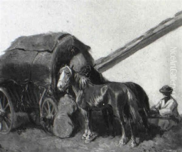 Pferdekarren Oil Painting by Alexander Ritter Von Bensa