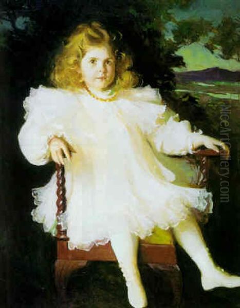 Miss Westinghouse (young Girl In White Dress) Oil Painting by Frank Weston Benson