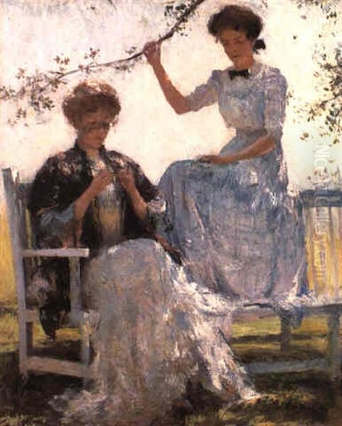 Sunshine And Shadow Oil Painting by Frank Weston Benson