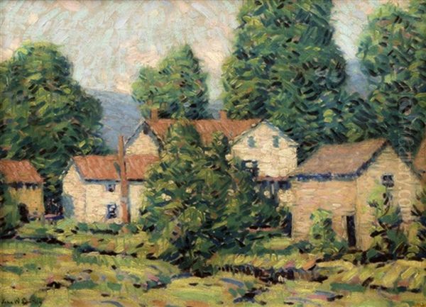 Red Roof Cottages Oil Painting by John William Bentley