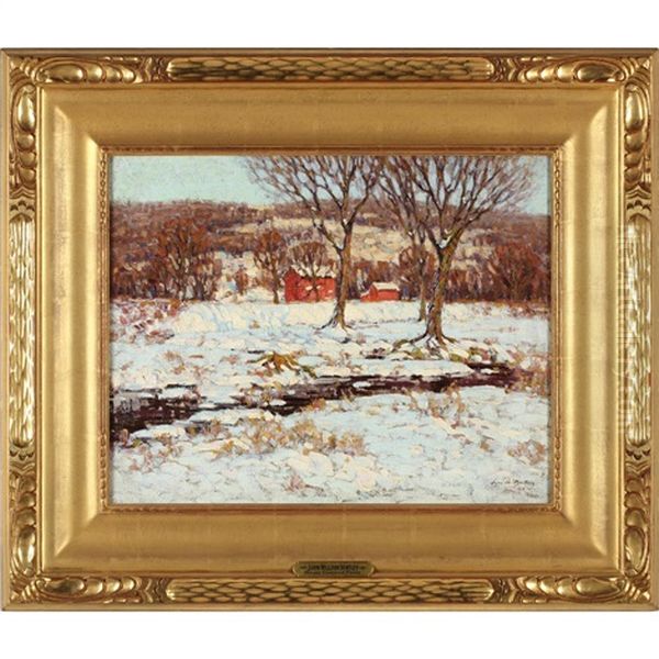 Snow Covered Farm Oil Painting by John William Bentley