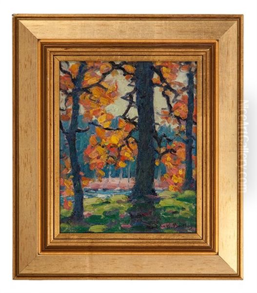 Fall Landscape Oil Painting by John William Bentley