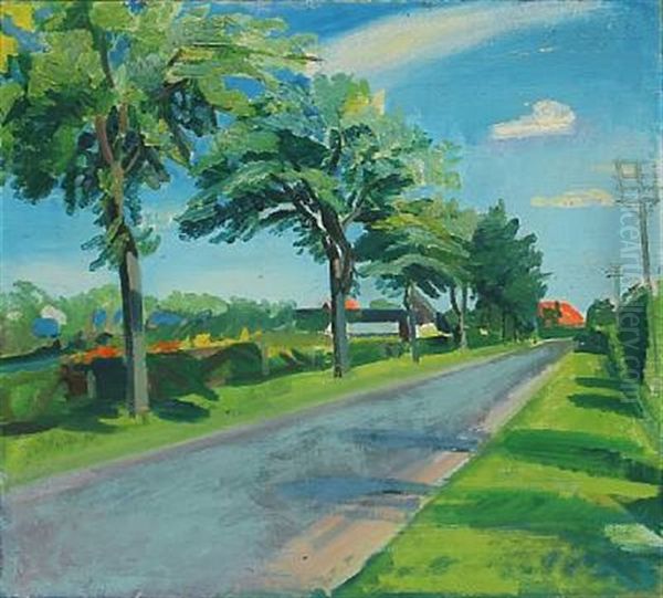 Road Oil Painting by Axel Bentzen