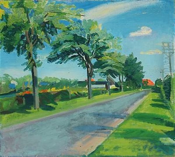 Road Oil Painting by Axel Bentzen
