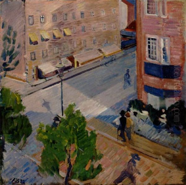 Gadeparti Oil Painting by Axel Bentzen