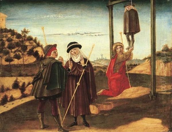Saint James The Greater Rescuing The Pilgrim Unjustly Condemned To Death At Toulouse (panel From A Predella) Oil Painting by  Benvenuto di Giovanni