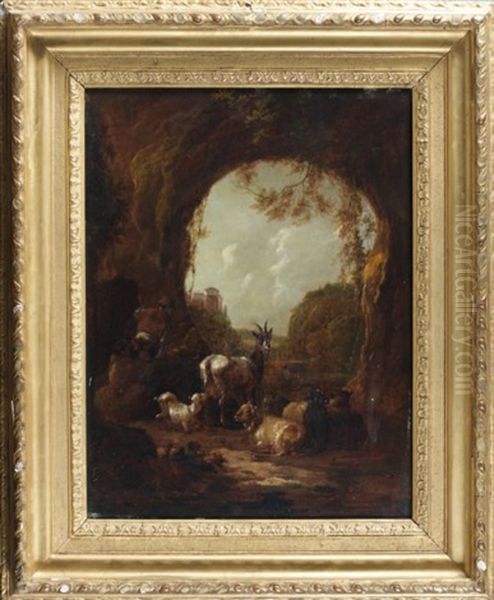 Chevres Dans Un Paysage Oil Painting by Dirk van Bergen