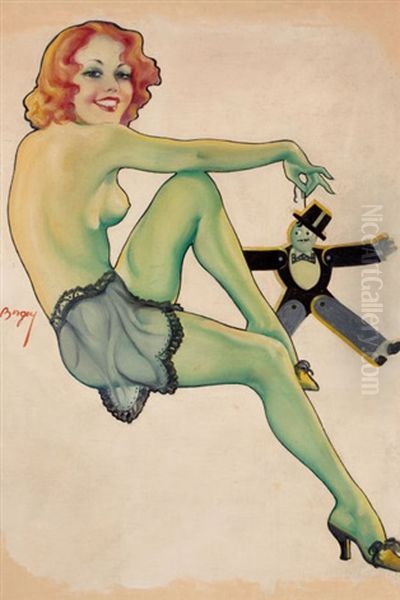 A Dandy On A String, Spicy Stories Pulp Cover, March Oil Painting by Earle Kulp Bergey