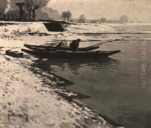 Fischfang Im Winter Oil Painting by Max Bergmann