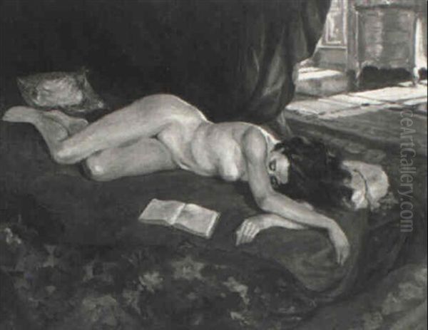 Die Unterbrochene Lekt_re Oil Painting by Max Bergmann