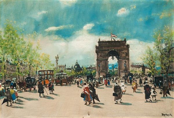 A Diadaliv Parizsban Oil Painting by Antal Berkes