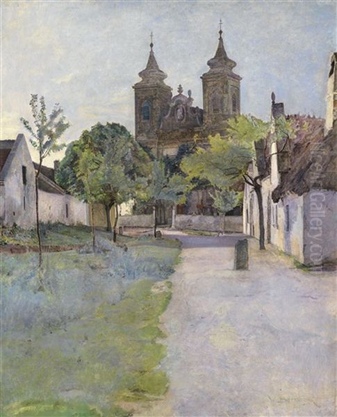 Blick Auf Einen Kirchenvorplatz Oil Painting by Wilhelm Bernatzik