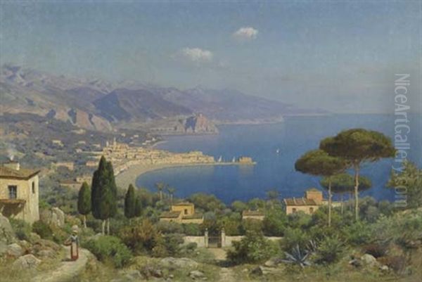 Amalfikuste Oil Painting by Edmund Berninger