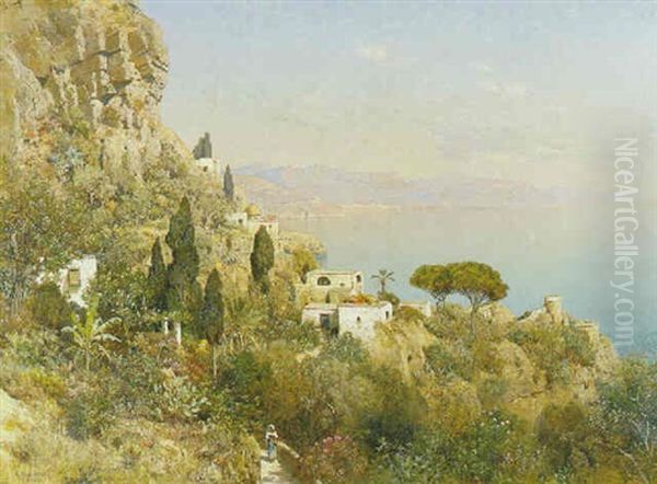 Blick Gegen Salerno Bei Abendlicht Oil Painting by Edmund Berninger
