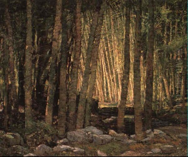 Aspen Grove Oil Painting by Oscar Edmund Berninghaus