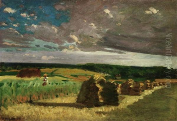 Spaziergang In Den Feldern Oil Painting by Rene Bertaux