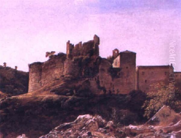 View Of A French Castle Oil Painting by Francois-Edouard Bertin