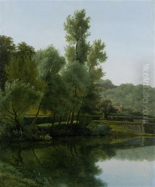 River Landscape Oil Painting by Jean Victor Bertin