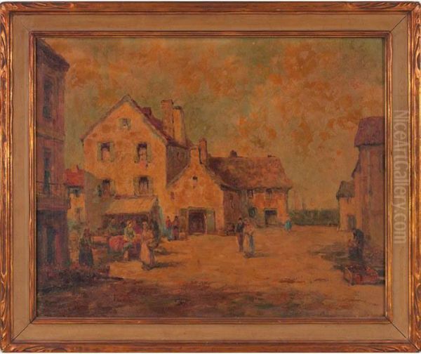 Market Scene Oil Painting by Dennis Ainsley