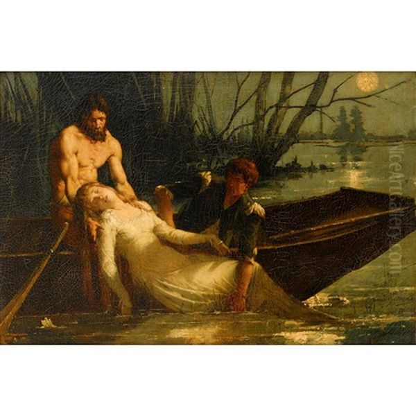 Chretiens Retirant Du Tibre Les Corps Des Martyrs Oil Painting by James Bertrand