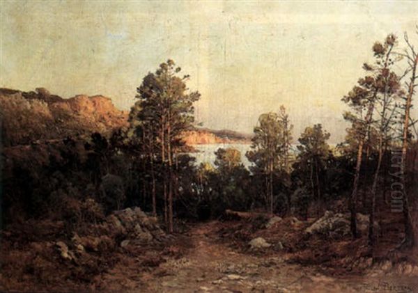 Coastal Scene In The South Of France Oil Painting by Paulin Andre Bertrand