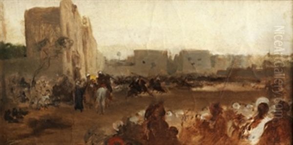 Fantasia Ecuestre (boceto) Oil Painting by Mariano Bertuchi