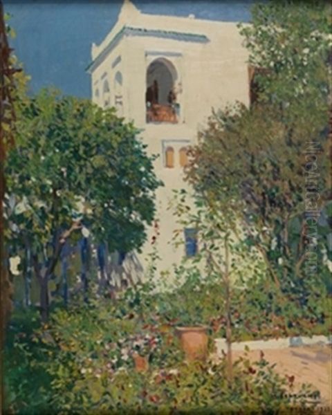 Jardines De La Escuela De Artes De Tetuan Oil Painting by Mariano Bertuchi