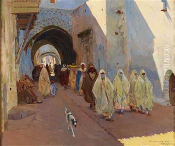 Tetuan-calle De Ayun Oil Painting by Mariano Bertuchi