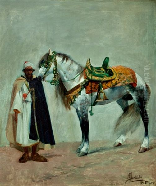 Caballeria Mora Oil Painting by Mariano Bertuchi