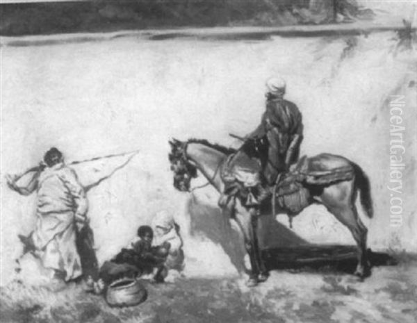 Landscape With North African Figures Oil Painting by Mariano Bertuchi