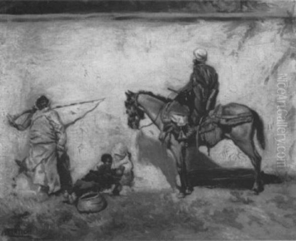 Landscape With North African Figures Oil Painting by Mariano Bertuchi