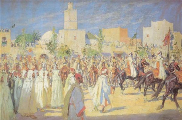 Entrada Oficial Del Califa En Tetuan Oil Painting by Mariano Bertuchi