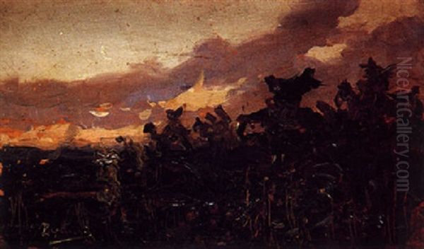 Marroquies A Caballo Oil Painting by Mariano Bertuchi