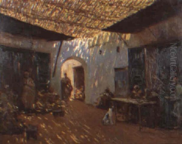 Casa De Comidas, Tetuan Oil Painting by Mariano Bertuchi